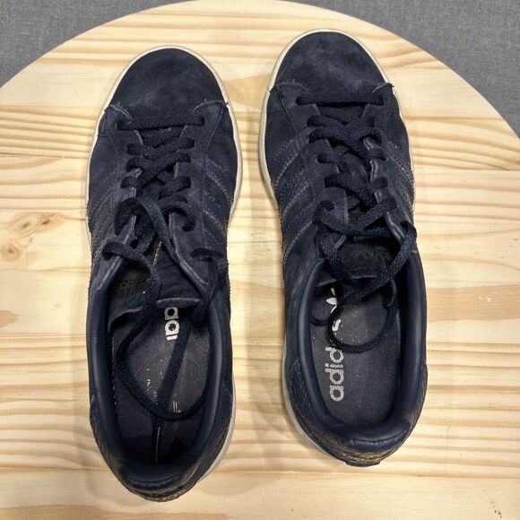 Adidas Campus Men Size 8 Navy Blue Gold Metallic Logo Sneakers Shoes - Picture 8 of 12